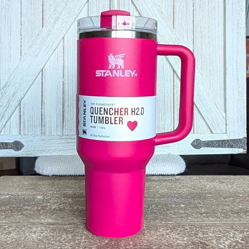NWT  Stanley Valentine’s Day Cosmo Pink 40oz Tumbler + Custom Bow/Boot 🎈💕 - Picture 7 of 11